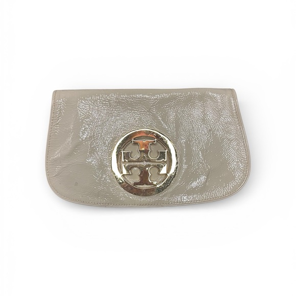 Tory Burch Handbags - Tory Burch White Clutch with Gold Logo